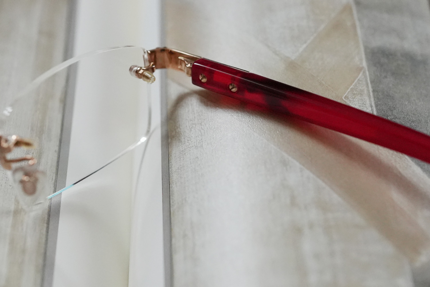 MR22 TKK CH1662 18金ピンクゴールド べっ甲 ツーポイントメガネ